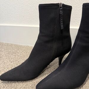 Prada Black Stretch Sock Boots Heels Size 37.5 (US 7.5)